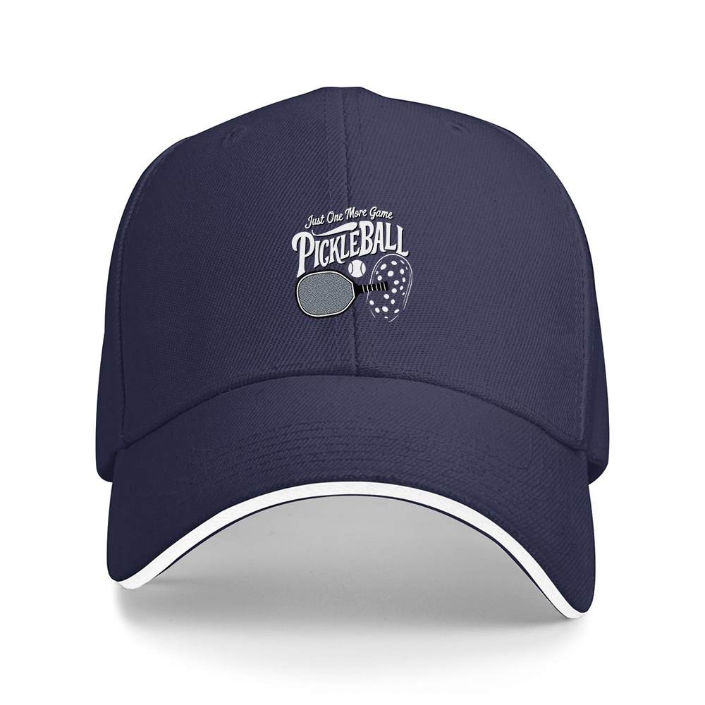 1pc "Just One More Game Pickleball" design with paddle, Printed cap, unisex, suitable for all seasons..woven fabric.
