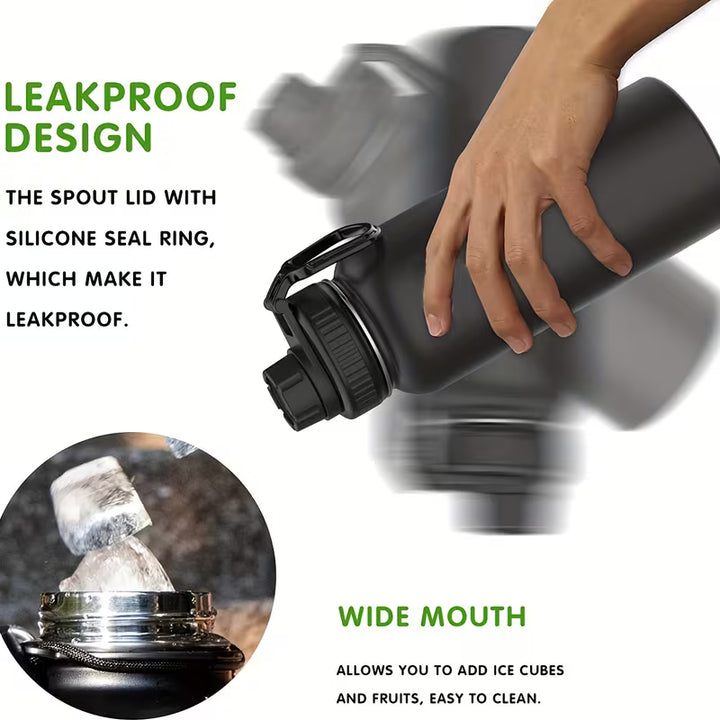 32oz Insulated Water Bottle with Straw, Leak-Proof Stainless Steel Double-Wall Flask – Hot 12H Cold 24H Gym Travel Sports Hydration Bottle