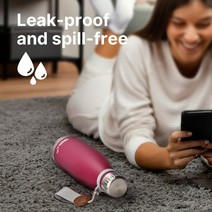 1pc Mollcity 9oz/266ml Stainless Steel Water Bottle - Vacuum Insulated, Leak-Proof, Double-Wall Insulated with Carry Strap, 24H Cold & 12H Hot, Lightweight & Durable for School, Sports, Travel, Outdoor, Gym