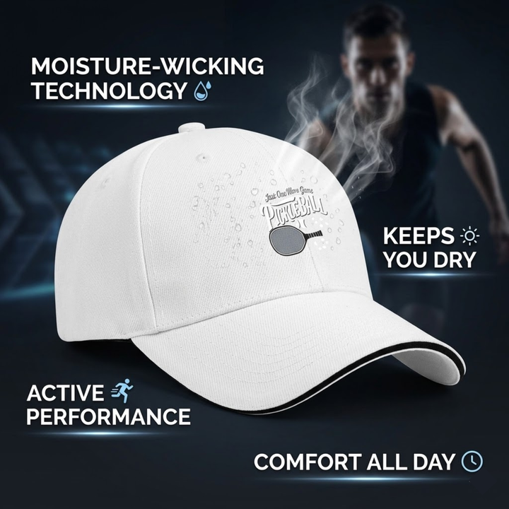 Stylish All-Season Design "Just One More Game" Pickleball Cap - Unisex Adjustable Baseball Cap, Breathable Outdoor Sports Hat for Men Women