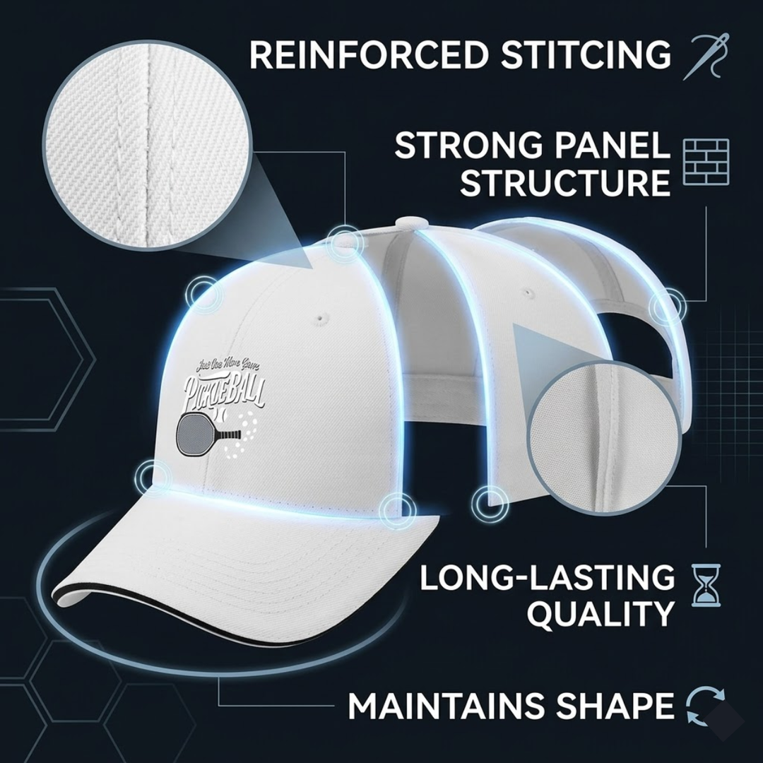 Stylish All-Season Design "Just One More Game" Pickleball Cap - Unisex Adjustable Baseball Cap, Breathable Outdoor Sports Hat for Men Women