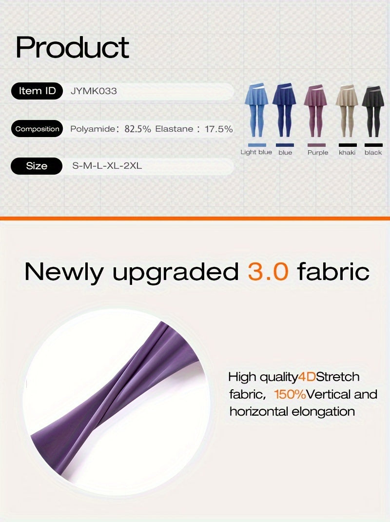 Women's Sports Skirt with Leggings Colorblocked Design for Running Golf and Gym