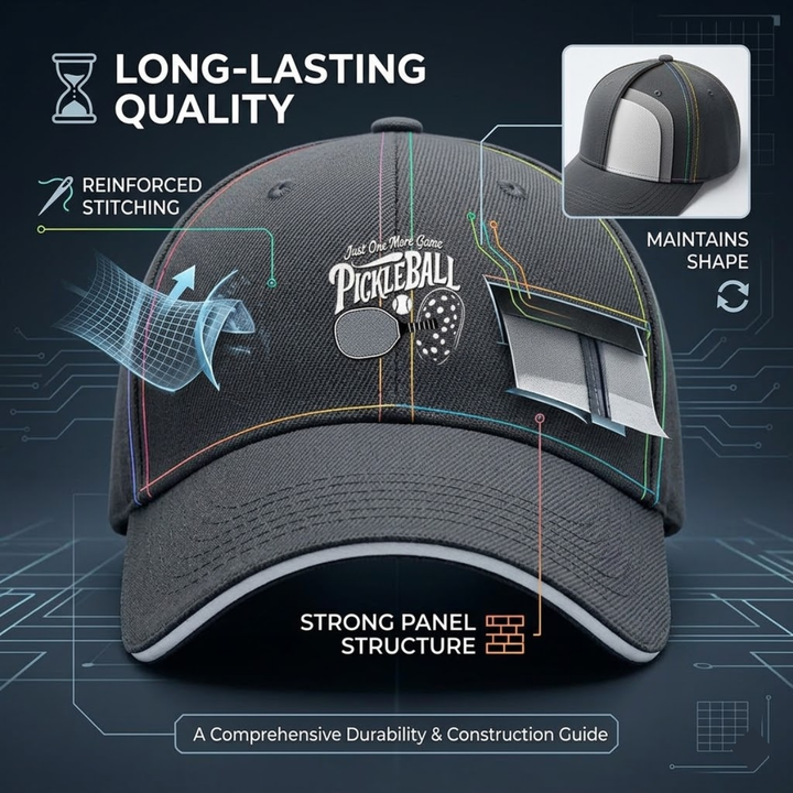 Stylish All-Season Design "Just One More Game" Pickleball Cap - Unisex Adjustable Baseball Cap, Breathable Outdoor Sports Hat for Men Women