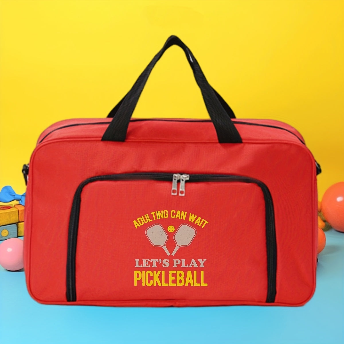 Adult Responsibilities Can Hold Off; Let'S Enjoy a Game of Pickleball. This Themed Sports Travel Bag Features a Unique Print Design, Making It Both Stylish And Practical for Storing Clothes, Toiletries, And Other Travel Essen