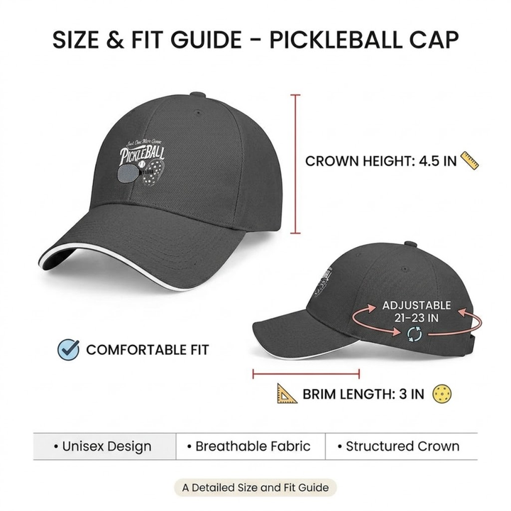 Stylish All-Season Design "Just One More Game" Pickleball Cap - Unisex Adjustable Baseball Cap, Breathable Outdoor Sports Hat for Men Women