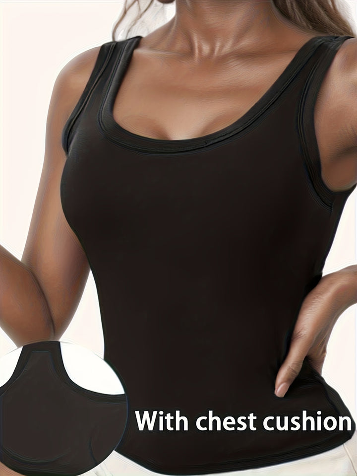 4-Pack Women’s Sports Tank Tops with Chest Padding, Wide Straps, Breathable Quick-Dry Stretch Workout &amp; Casual Tops