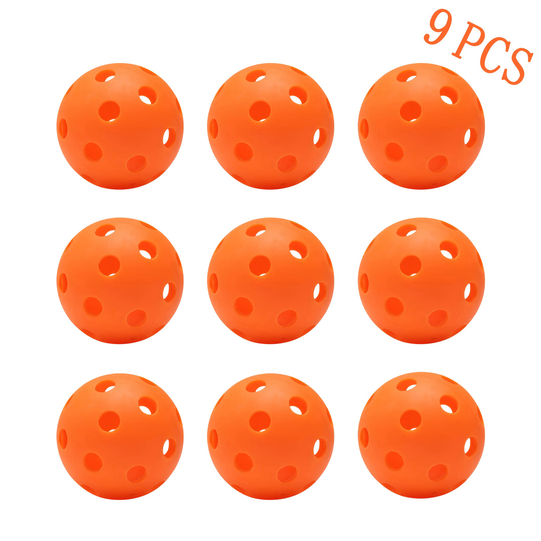 9pcs Multi-Color 26-Hole Indoor Pickleball Balls Set – Beginner Training Durable Lightweight Indoor Practice Balls Pack