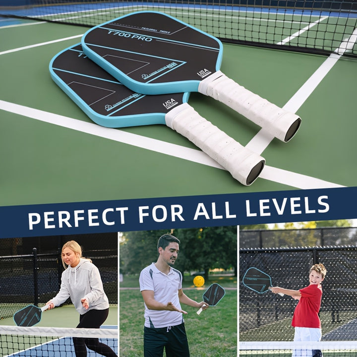 T700 Carbon Fiber Pickleball Paddle – Matte Surface Lightweight Wide Body Paddle with Honeycomb Core for Beginners, Training &amp; Competitive Play