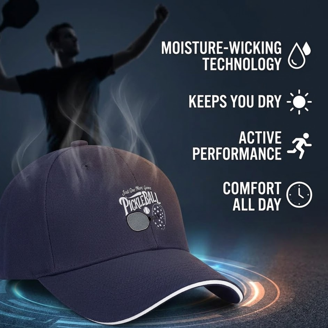 Stylish All-Season Design "Just One More Game" Pickleball Cap - Unisex Adjustable Baseball Cap, Breathable Outdoor Sports Hat for Men Women