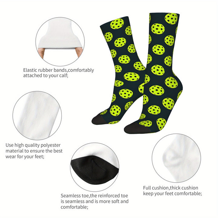 Funky Hip Hop Pickleball Socks for Men – Seamless Moisture-Wicking Cushioned Street Style Sports Socks with Humorous Pickleball Print