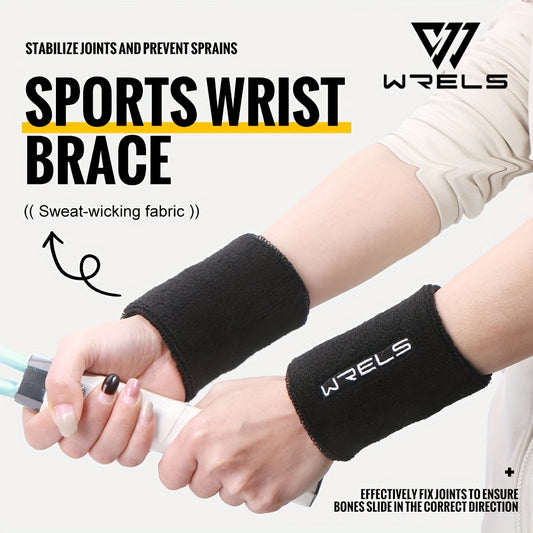 1pc-2pcs WRELS Unisex Sports Wristbands - Windproof Anti-Perspirant Sweat-Wicking with Wool Loops, Flexible Lightweight Breathable & Absorbent for Fitness, Basketball, Gym, Outdoor Activities (Grey/Black), Gym Accessories | M
