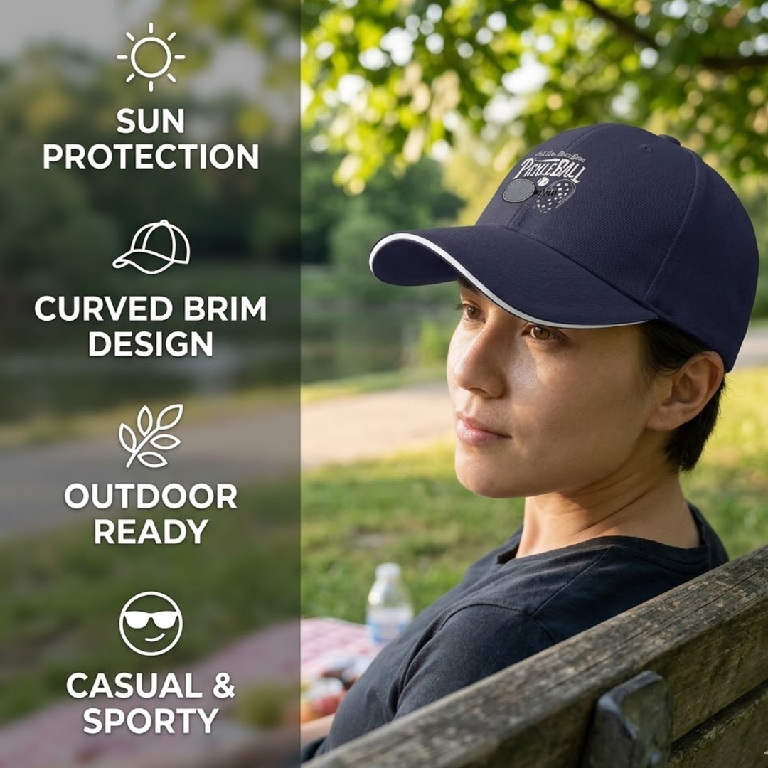 Stylish All-Season Design "Just One More Game" Pickleball Cap - Unisex Adjustable Baseball Cap, Breathable Outdoor Sports Hat for Men Women