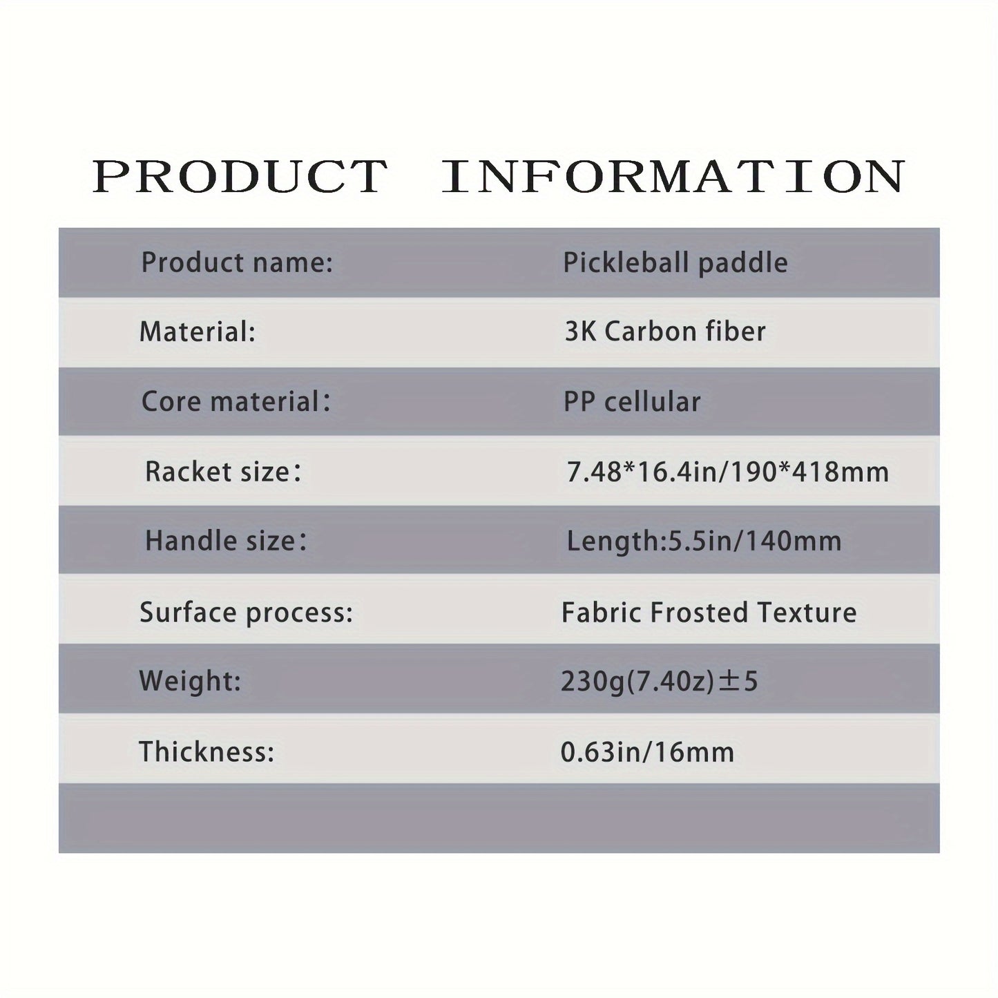 Professional-Grade 3K Carbon Fiber Pickleball Racket with Cold-Pressed Texture & Rough Spin Surface - Heavy-Duty T700 Carbon, PP Honeycomb Core, TPU Frame, PU Grip - Ideal for Training, Competitive Play Suitable for Training