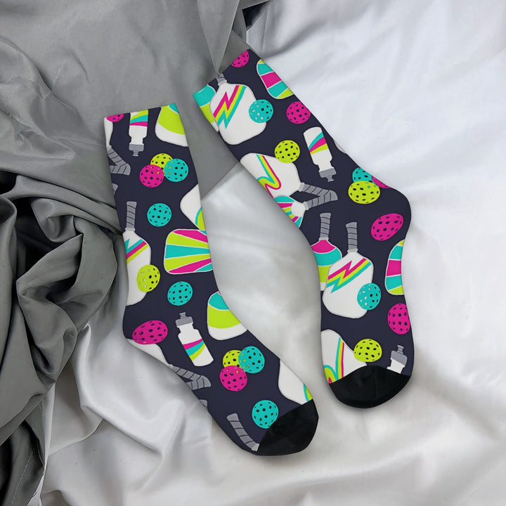 Unisex Compression Crew Socks Hip Hop Vintage Pickleball Design Funny Novelty Patterns Breathable Seamless Athletic Streetwear Socks