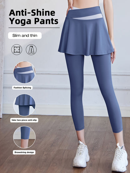 Women's Sports Skirt with Leggings Colorblocked Design for Running Golf and Gym