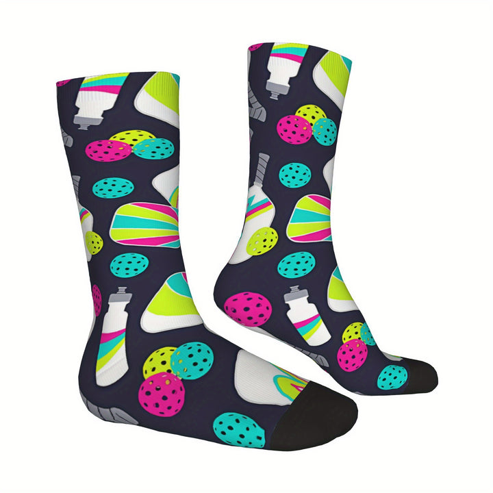 Unisex Compression Crew Socks Hip Hop Vintage Pickleball Design Funny Novelty Patterns Breathable Seamless Athletic Streetwear Socks