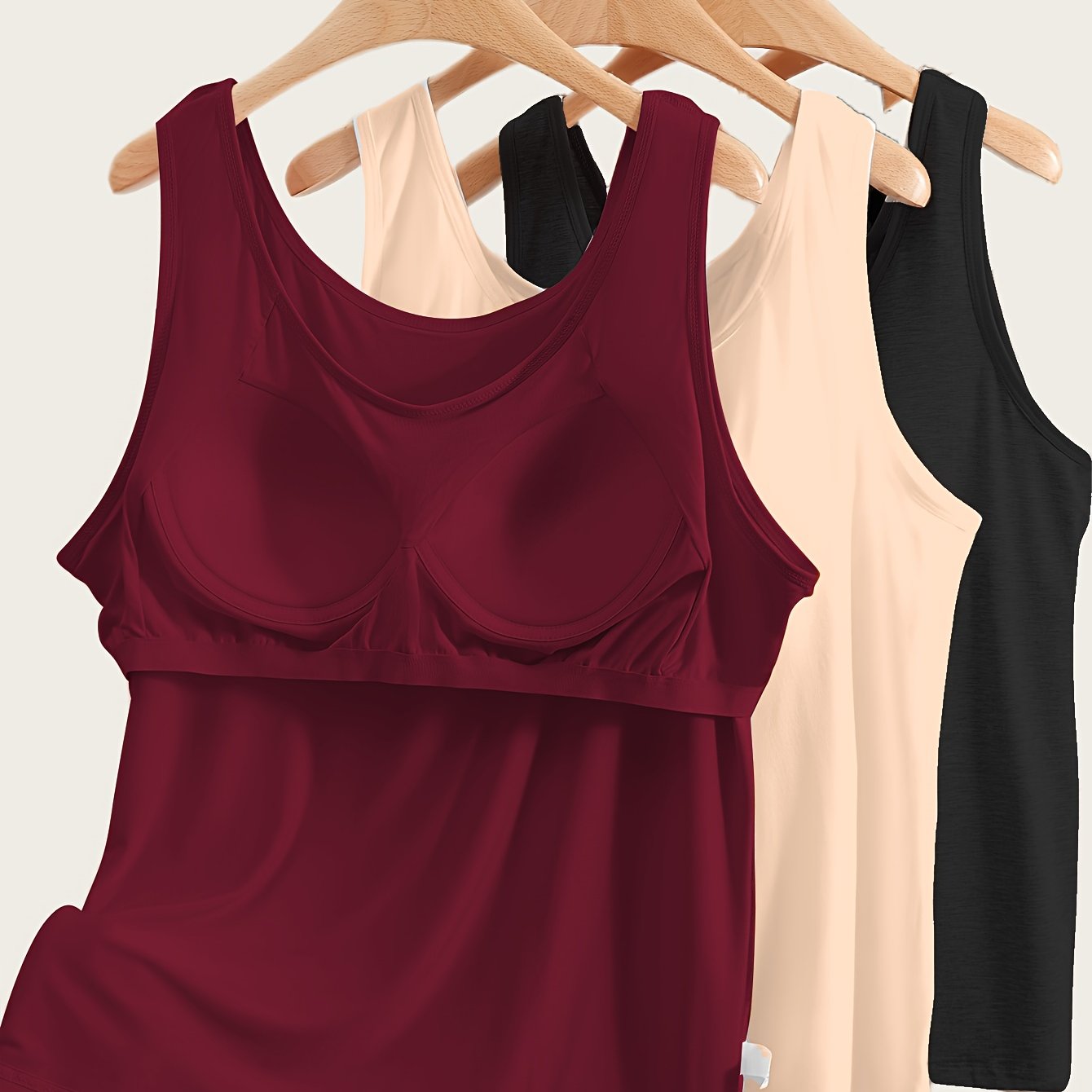 3pcs Set Women's Comfortable Wide Strap Sports Tank Tops with Built-in Pads, No Bra Needed, Simple and Fashionable, Can Be Worn as Innerwear or Outerwear
