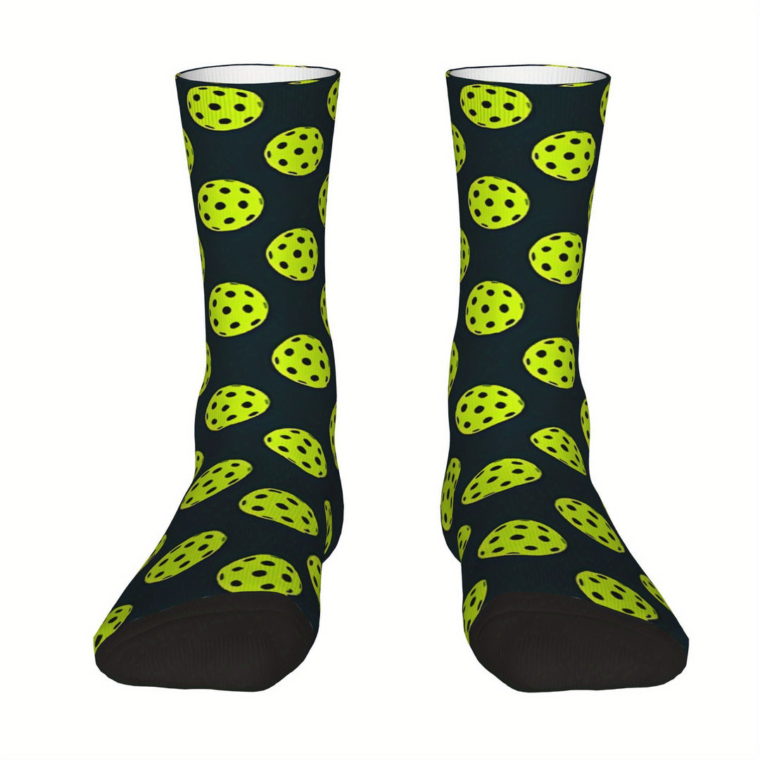 Funky Hip Hop Pickleball Socks for Men – Seamless Moisture-Wicking Cushioned Street Style Sports Socks with Humorous Pickleball Print