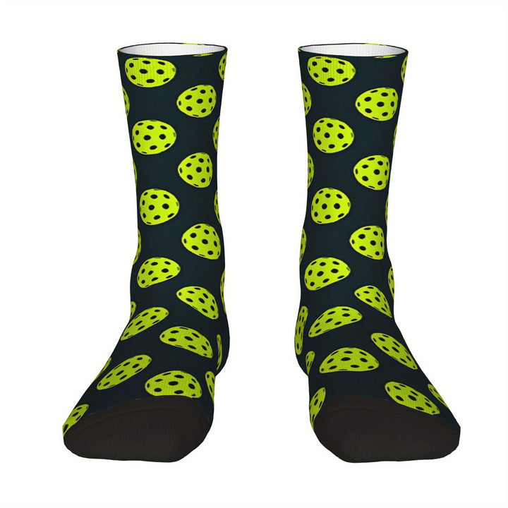 Funky Hip Hop Pickleball Socks for Men – Seamless Moisture-Wicking Cushioned Street Style Sports Socks with Humorous Pickleball Print