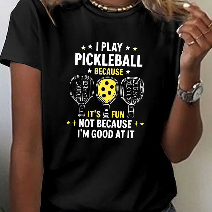 Pickleball Quote T-Shirt – Short Sleeve Crew Neck Summer &amp; Spring Casual Pickleball Paddles Graphic Tee, Soft Cotton Blend Sport Comfort Shirt