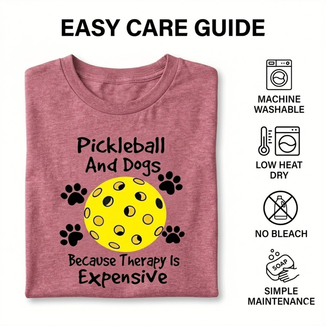 Pickleball &amp; Dog Women’s T-Shirt – Short Sleeve Crew Neck, Casual Retro Style, Breathable Cotton Blend, Cute Graphic Tee