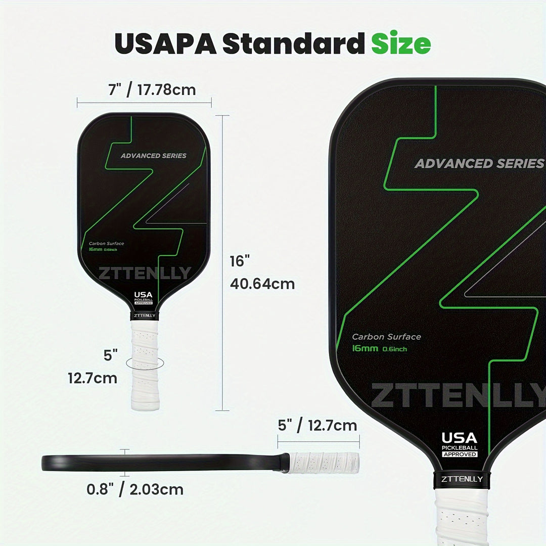 USAPA Approved Carbon Fiber Pickleball Paddle – 16mm Honeycomb Core, Lightweight 7.5–8oz, Ergonomic Grip, Wide Sweet Spot, Ideal Gift for All Players