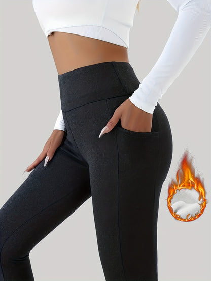 Easy High-waisted Commuting Yoga Pants | Sexy Casual Sporty Long Pants with Hip-lifting Design, Side Pockets, Comfortable for Yoga Practice, Medium Stretch Fabric, Solid Color, Long Length, No, Fall/Winter Season