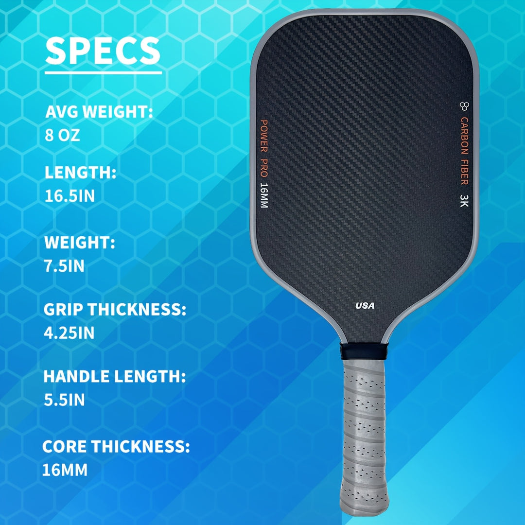 Carbon Fiber T700 Pickleball Paddle 16mm Rough Texture USAPA Approved Lightweight Paddle for Spin, Control, Power &amp; Competitive Performance