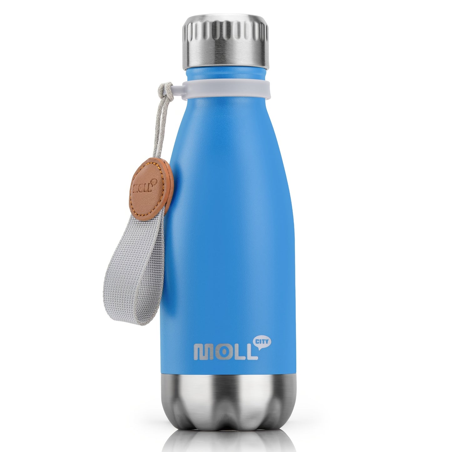 1pc Mollcity 9oz/266ml Stainless Steel Water Bottle - Vacuum Insulated, Leak-Proof, Double-Wall Insulated with Carry Strap, 24H Cold & 12H Hot, Lightweight & Durable for School, Sports, Travel, Outdoor, Gym