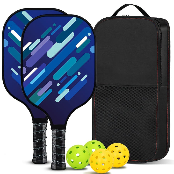 Pickleball Set – 2 Fiberglass Paddles, 4 Balls &amp; Carry Bag | Lightweight 7.5oz Cushioned Grip | Indoor &amp; Outdoor Play, Beginner Friendly (Blue)