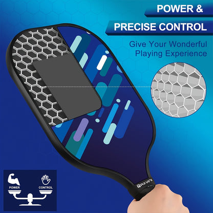 Pickleball Paddles Pickleball Set Indoor & Outdoor Use, Lightweight Pickle Ball Paddle Set Of 2 with 4 Pickleball Balls And Pickleball Bag, Fiberglass Surface Cushion Grip (Blue)