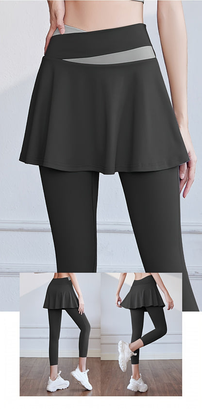 Women's Sports Skirt with Leggings Colorblocked Design for Running Golf and Gym