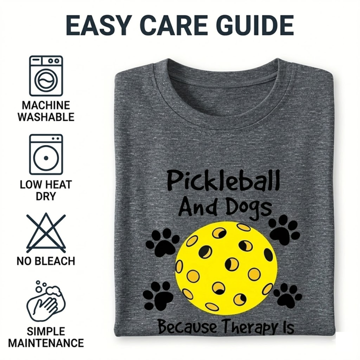 Pickleball &amp; Dog Women’s T-Shirt – Short Sleeve Crew Neck, Casual Retro Style, Breathable Cotton Blend, Cute Graphic Tee