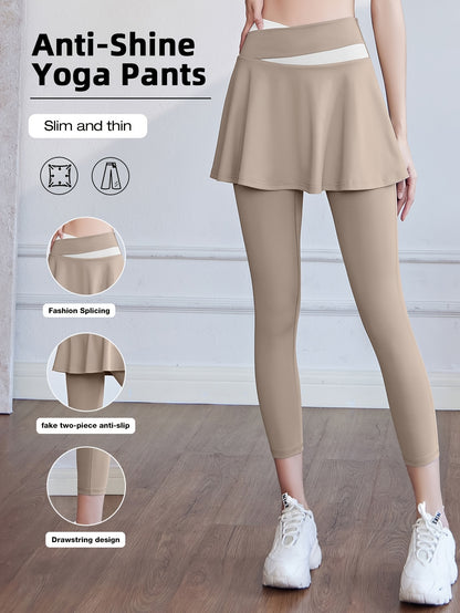 Women's Sports Skirt with Leggings Colorblocked Design for Running Golf and Gym