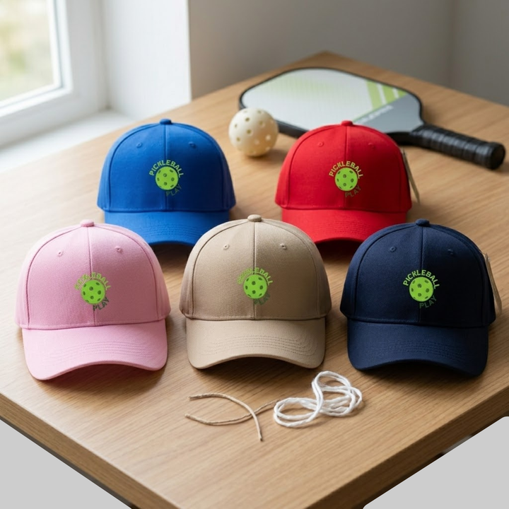 Pickleball Play Snapback Cap - Unisex Adjustable Flat Brim Breathable Sports Hat, Casual Outdoor Gift for Men Women
