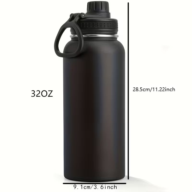32oz Insulated Water Bottle with Straw, Leak-Proof Stainless Steel Double-Wall Flask – Hot 12H Cold 24H Gym Travel Sports Hydration Bottle