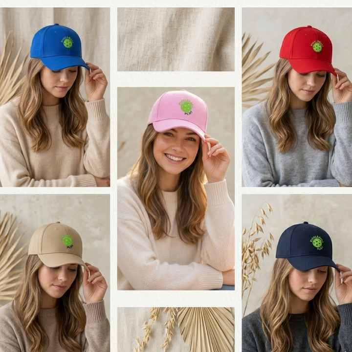 Pickleball Play Snapback Cap - Unisex Adjustable Flat Brim Breathable Sports Hat, Casual Outdoor Gift for Men Women