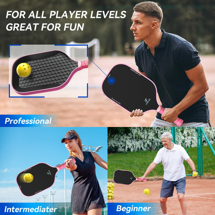 2-Pack T700 Carbon Fiber Pickleball Paddles Set – 16mm Honeycomb Core, Carbon Surface for Spin, Power &amp; Control