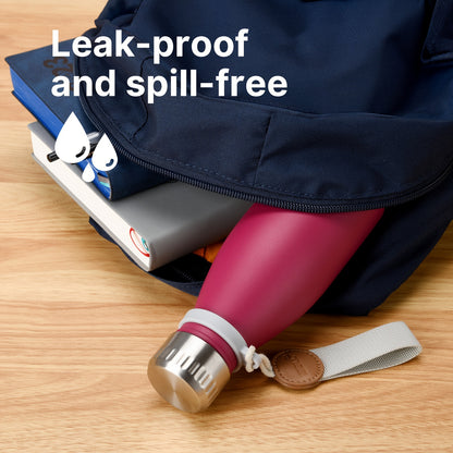 1pc Mollcity 9oz/266ml Stainless Steel Water Bottle - Vacuum Insulated, Leak-Proof, Double-Wall Insulated with Carry Strap, 24H Cold & 12H Hot, Lightweight & Durable for School, Sports, Travel, Outdoor, Gym