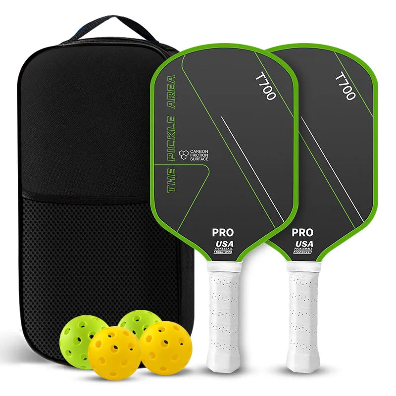 Lingyan Carbon Fiber T700 Pickleball Paddle Set, 16mm Textured Matte, Lightweight USAPA Approved, Full Kit for Kids &amp; Adults