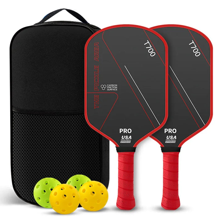 Lingyan Carbon Fiber T700 Pickleball Paddle Set, 16mm Textured Matte, Lightweight USAPA Approved, Full Kit for Kids &amp; Adults