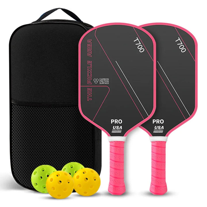 Lingyan Carbon Fiber T700 Pickleball Paddle Set, 16mm Textured Matte, Lightweight USAPA Approved, Full Kit for Kids &amp; Adults