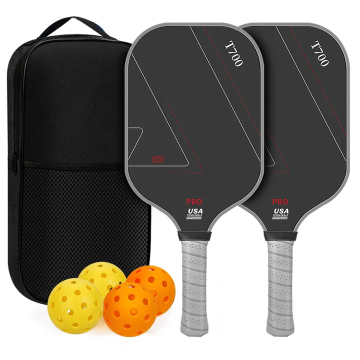 Lingyan Carbon Fiber T700 Pickleball Paddle Set, 16mm Textured Matte, Lightweight USAPA Approved, Full Kit for Kids &amp; Adults