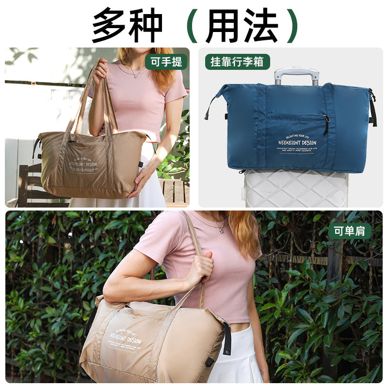 Week Eight Foldable Travel Bag 36-55L, Waterproof Oxford Shoulder Handbag, Lightweight Large Capacity Luggage for Camping