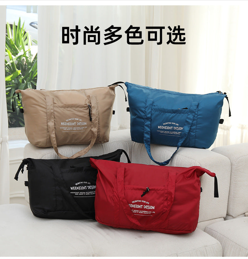 Week Eight Foldable Travel Bag 36-55L, Waterproof Oxford Shoulder Handbag, Lightweight Large Capacity Luggage for Camping