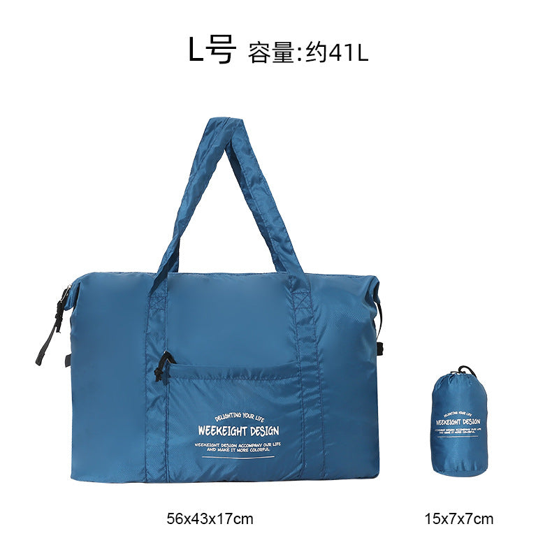 Week Eight Foldable Travel Bag 36-55L, Waterproof Oxford Shoulder Handbag, Lightweight Large Capacity Luggage for Camping