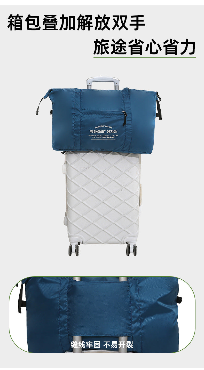 Week Eight Foldable Travel Bag 36-55L, Waterproof Oxford Shoulder Handbag, Lightweight Large Capacity Luggage for Camping