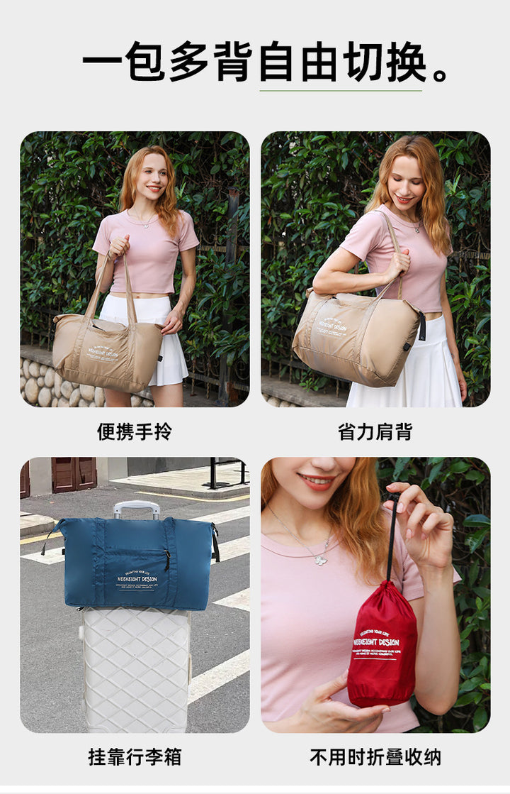 Week Eight Foldable Travel Bag 36-55L, Waterproof Oxford Shoulder Handbag, Lightweight Large Capacity Luggage for Camping