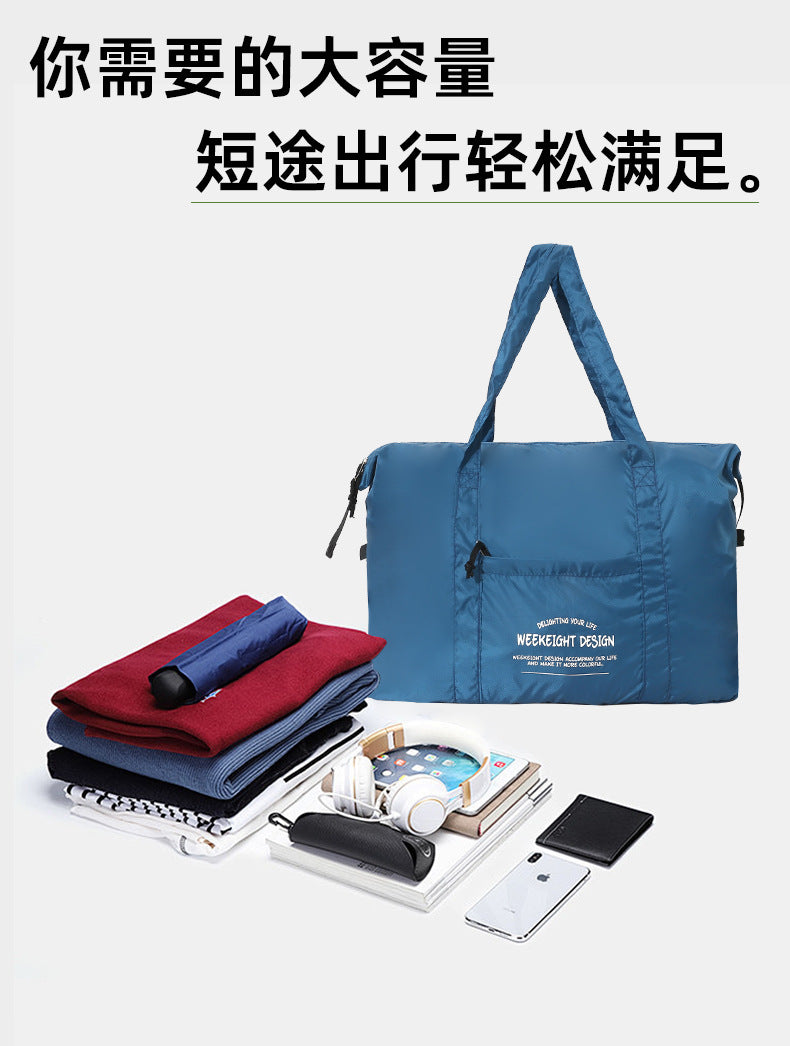 Week Eight Foldable Travel Bag 36-55L, Waterproof Oxford Shoulder Handbag, Lightweight Large Capacity Luggage for Camping