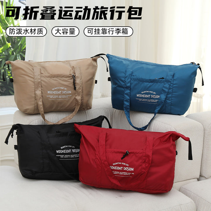 Week Eight Foldable Travel Bag 36-55L, Waterproof Oxford Shoulder Handbag, Lightweight Large Capacity Luggage for Camping